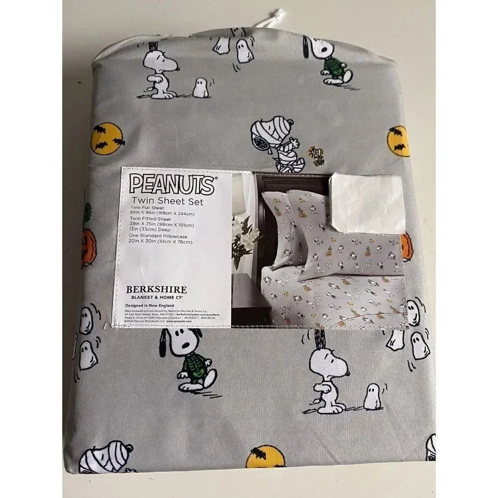 Peanuts Snoopy Halloween TWIN‎ Sheet Set Pumpkin Cactus Cowboy Pumpkin NEW